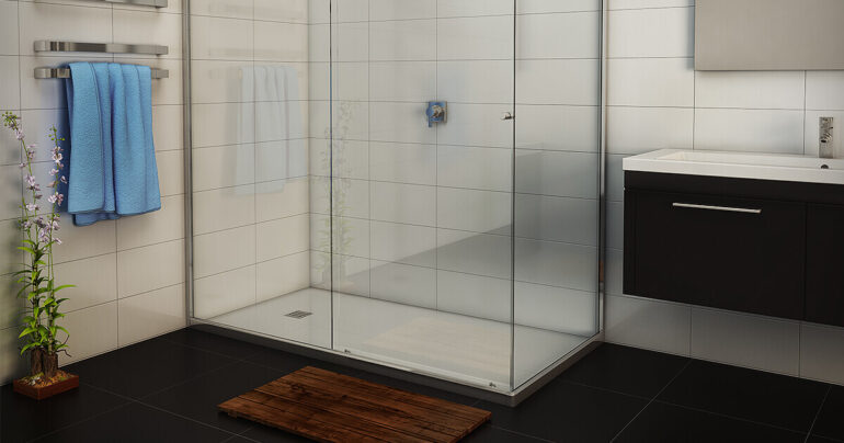 Modern bathroom with frameless shower screens
