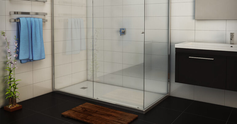 Modern bathroom with frameless shower screens