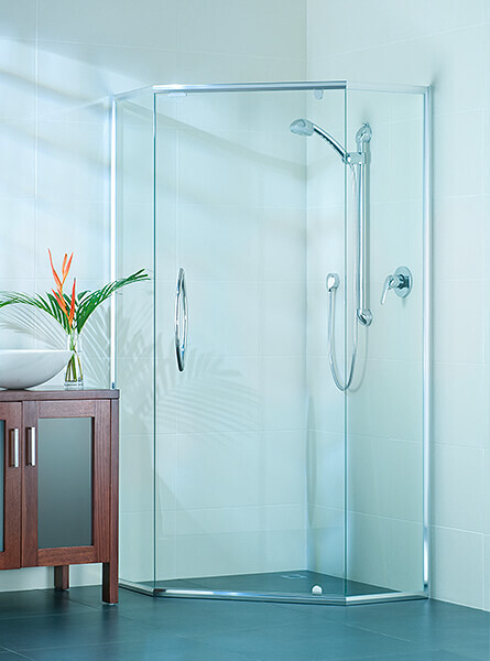 Cut to size glass shower screens in modern and bright bathroom