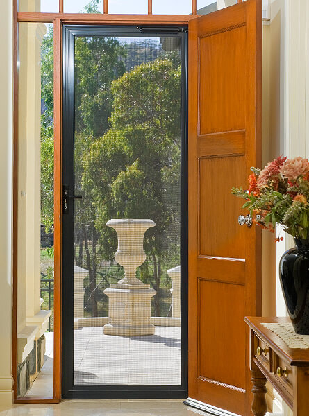 Invisi-Guard screen on front door, with timber door open