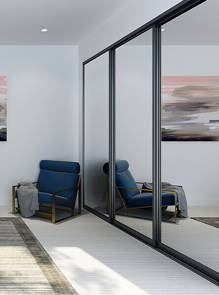Large mirrors on bedroom robe doors
